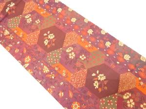 亀甲に花模様織出し袋帯